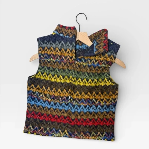 Vintage To the Max Zigzag Knit Sleeveless Mock-neck | Made in USA | S - Picture 8 of 10